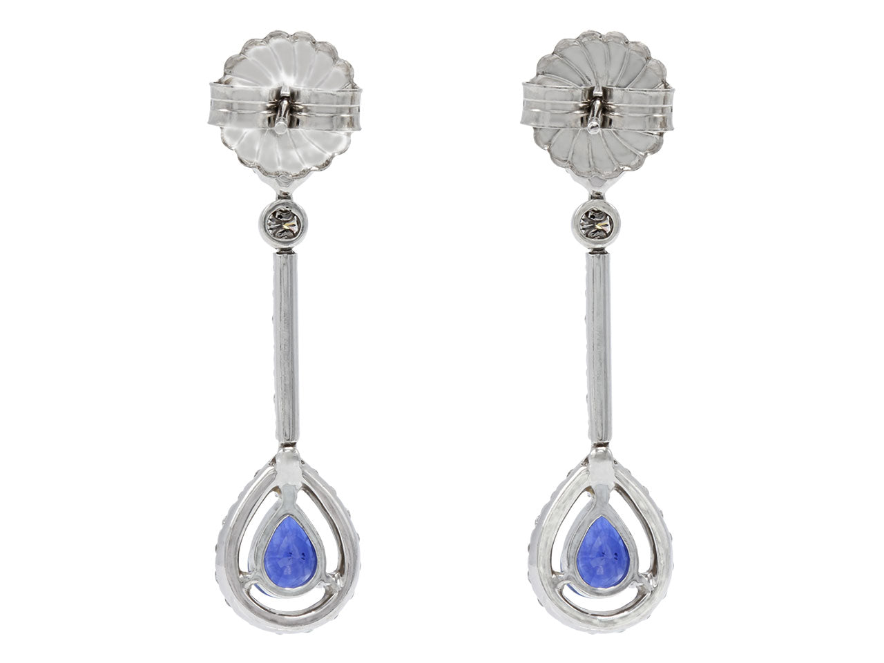 Sapphire and Diamond Drop Earrings in Platinum