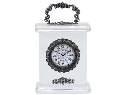 Buccellati Limited Edition Crystal and Silver Desk Clock