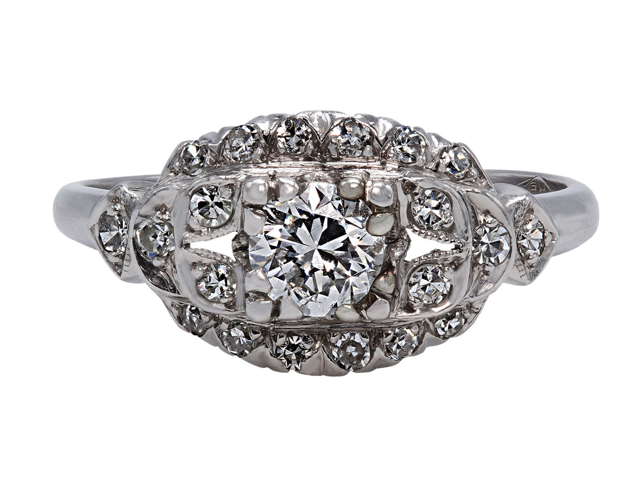 Mid-Century Diamond Ring in Platinum