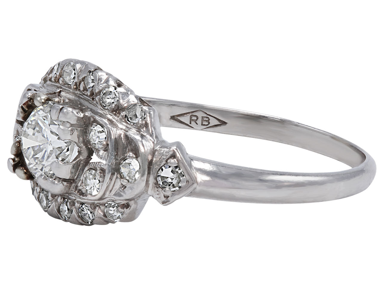 Mid-Century Diamond Ring in Platinum