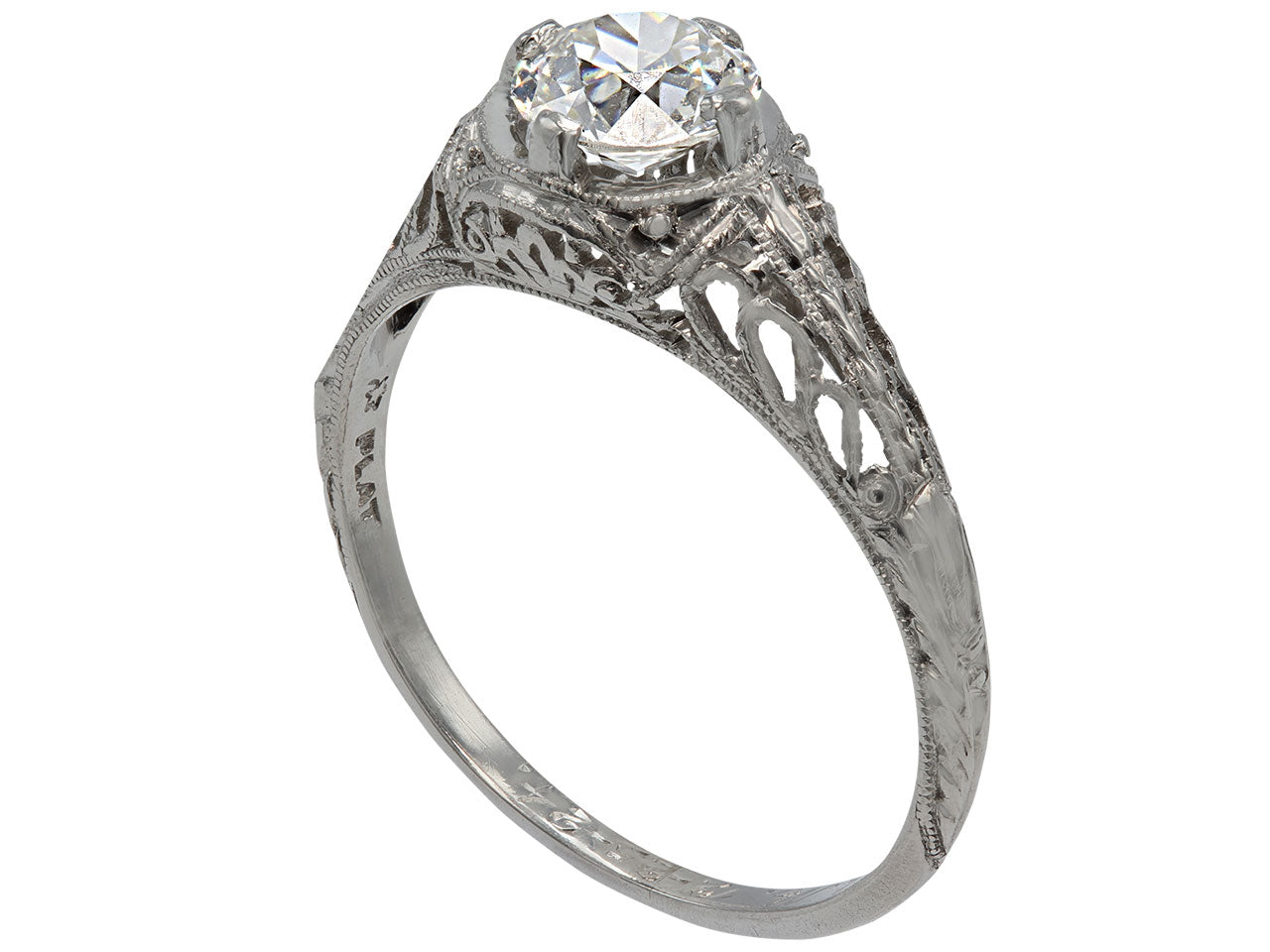 Art Deco 0.62 carat I/VS-1 Diamond Solitaire Ring in Platinum