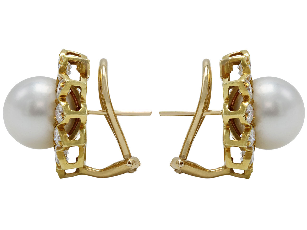 Tallarico Pearl and Diamond Earrings in 18K Gold