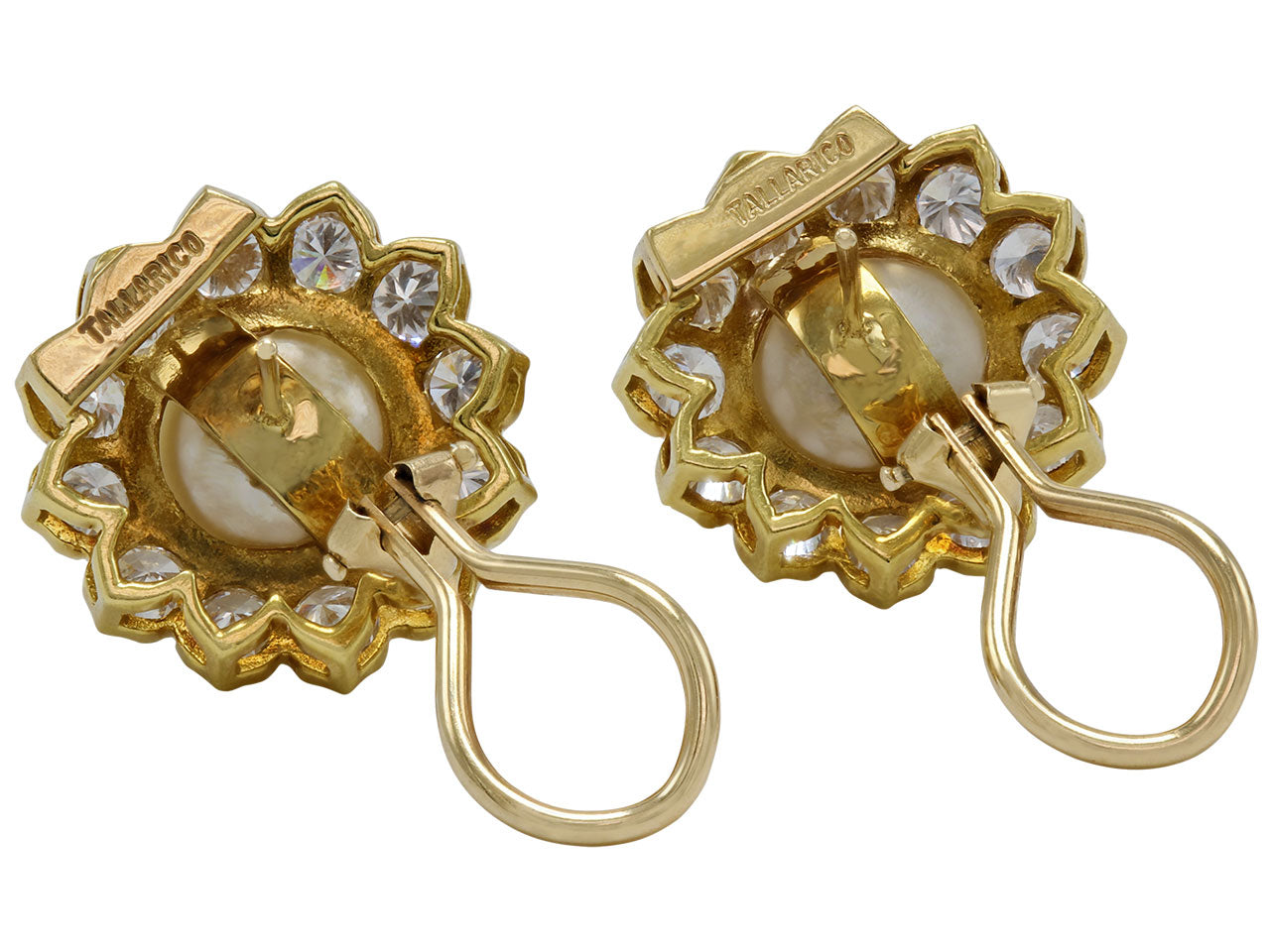 Tallarico Pearl and Diamond Earrings in 18K Gold