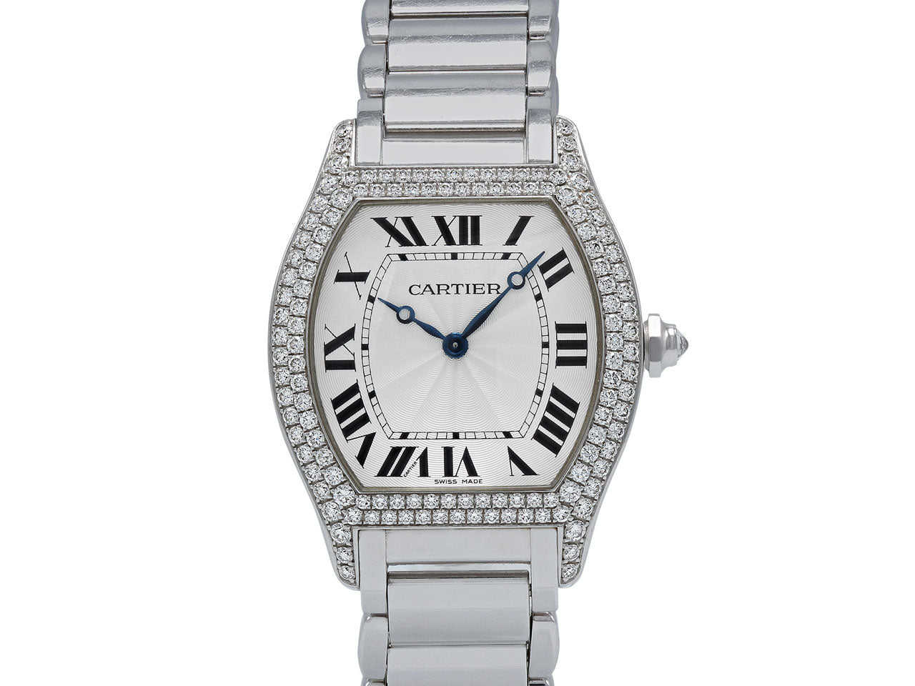 Cartier Diamond 'Tortue' Watch in 18K White Gold, 34 mm