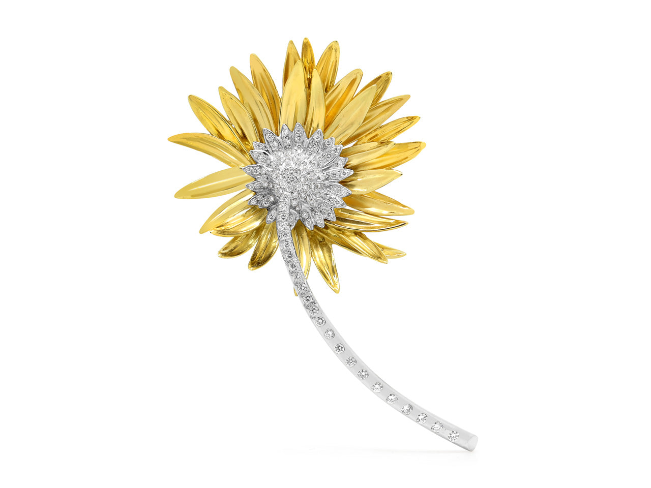 Marlene Stowe Diamond Flower Brooch in 18K Gold