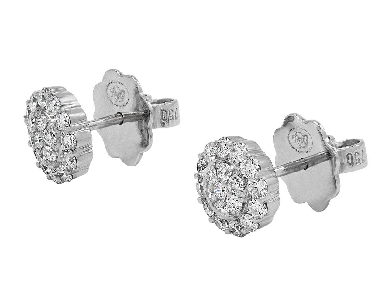 Rhonda Faber Green Diamond Studs in 18K White Gold