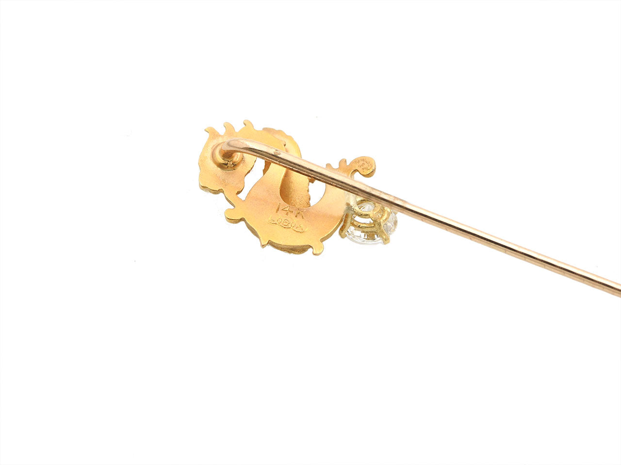 Diamond Dragon Pin in 14K Gold