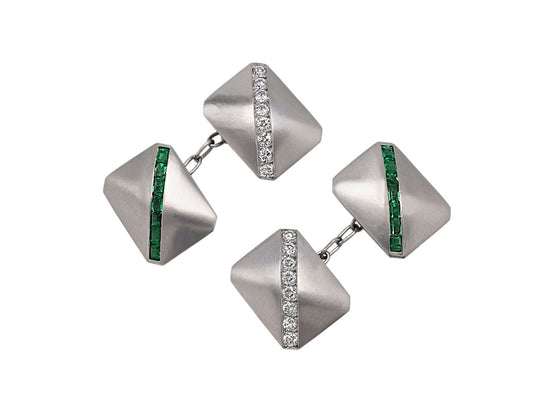 Emerald and Diamond Cufflinks in Platinum