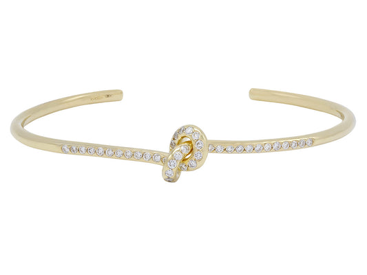 Diamond Knot Bangle Bracelet in 18K Gold, by Beladora