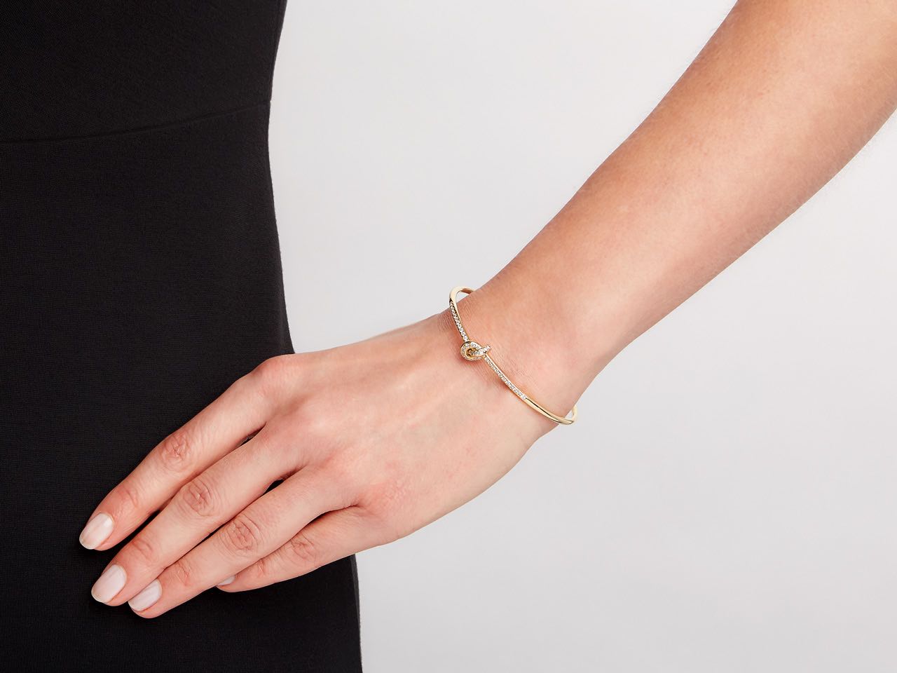 Diamond Knot Bangle Bracelet in 18K Gold, by Beladora