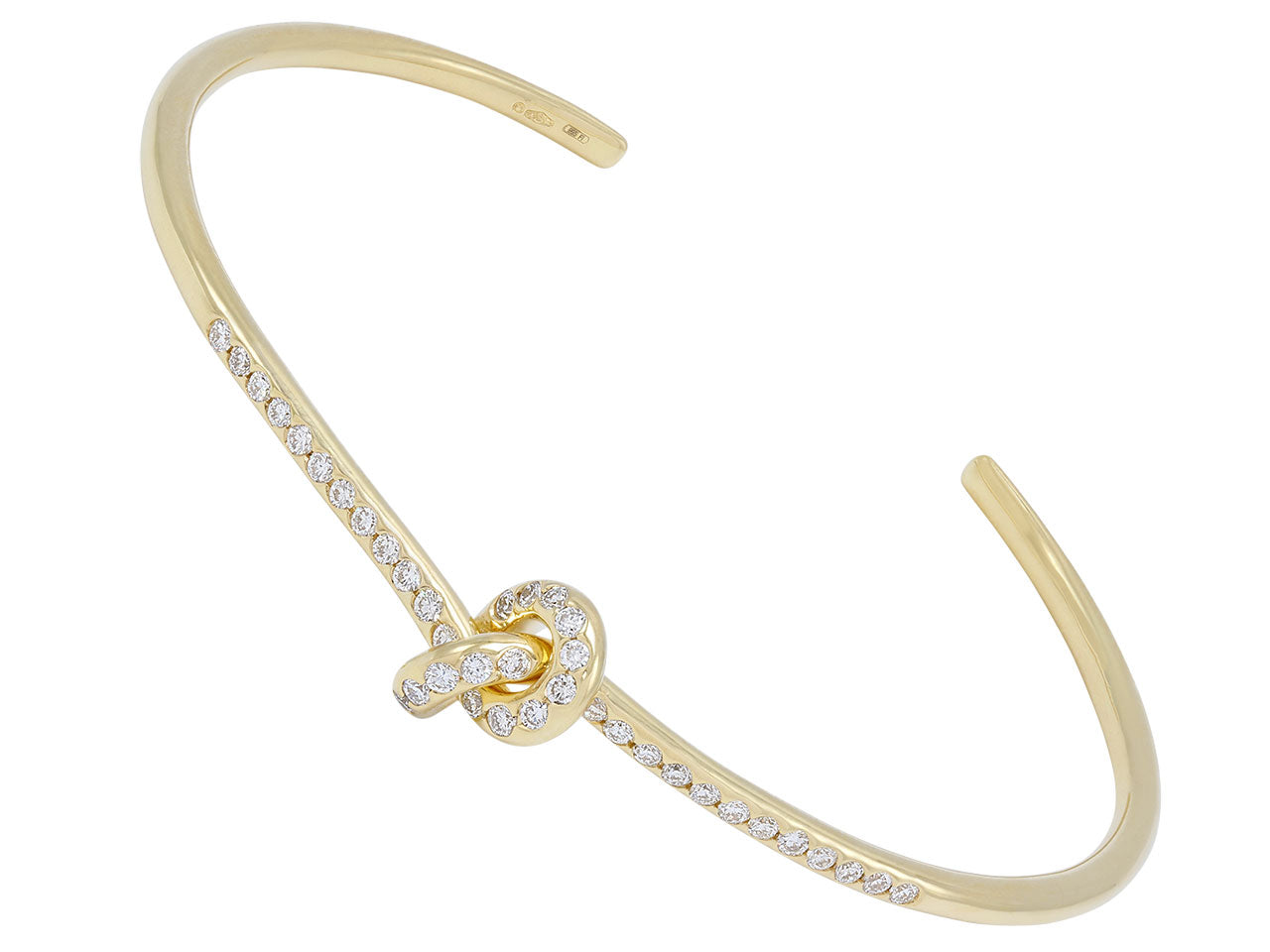 Diamond Knot Bangle Bracelet in 18K Gold, by Beladora