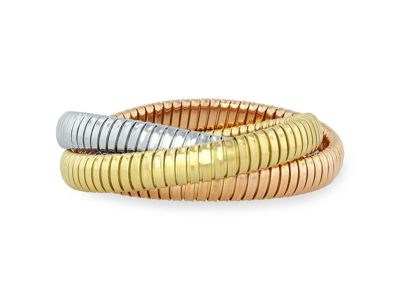 Rolling Bracelet in 18K Yellow, White and Rose Gold, 9mm, by Beladora