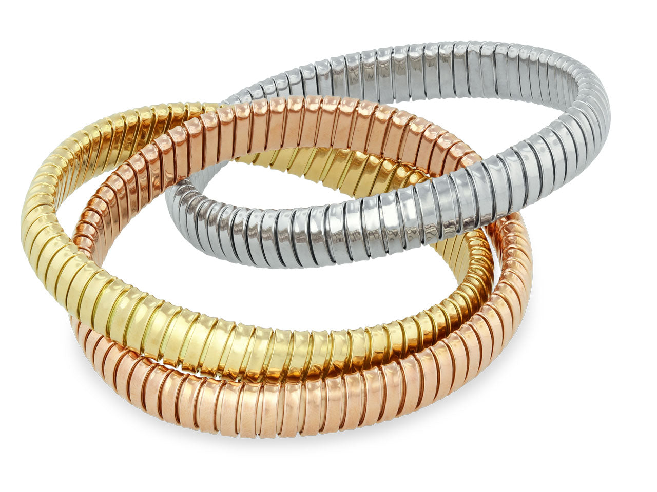 Rolling Bracelet in 18K Yellow, White and Rose Gold, 9mm, by Beladora