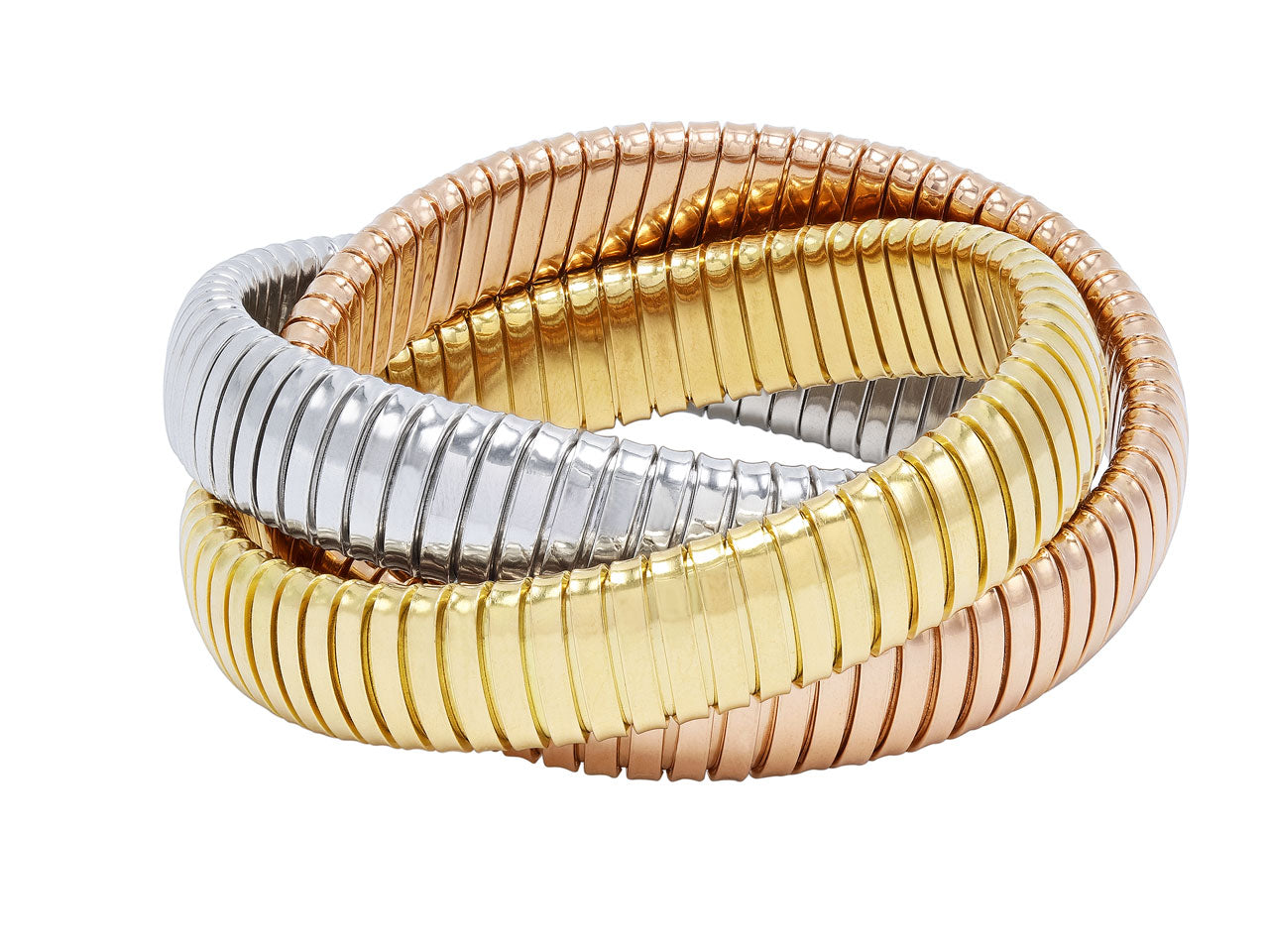 Rolling Bracelet in 18K Yellow, White and Rose Gold, 12mm, by Beladora