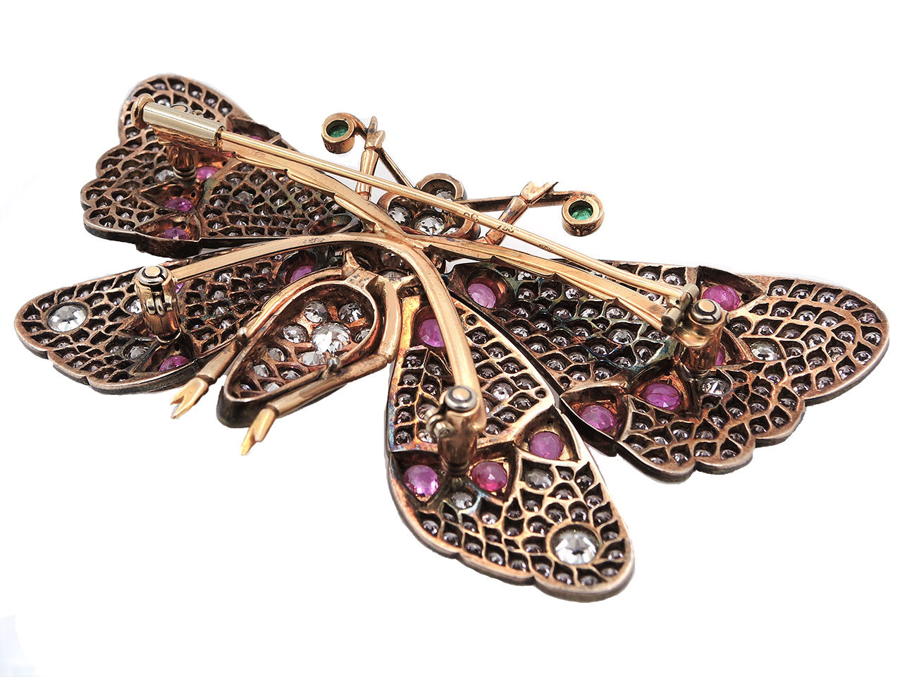 Ruby and Diamond Butterfly Brooch in 18K Gold