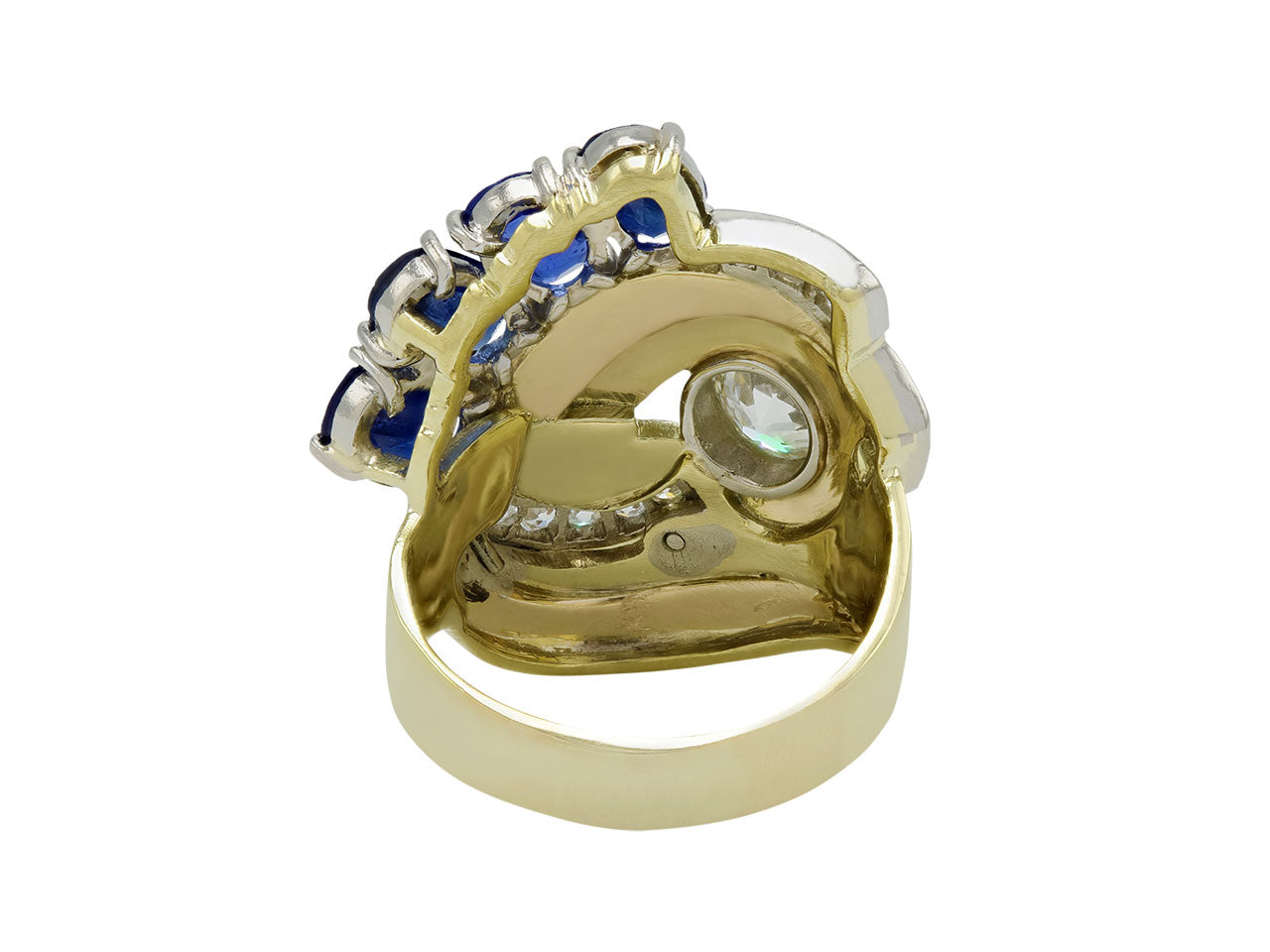 Retro Sapphire and Diamond Ring in 18K Gold