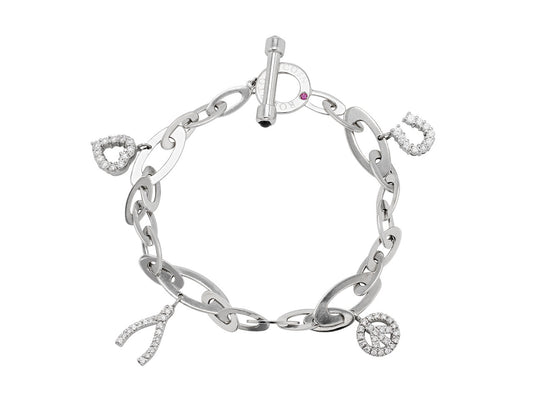 Roberto Coin 'Tiny Treasure' Diamond Charm Bracelet in 18K White Gold