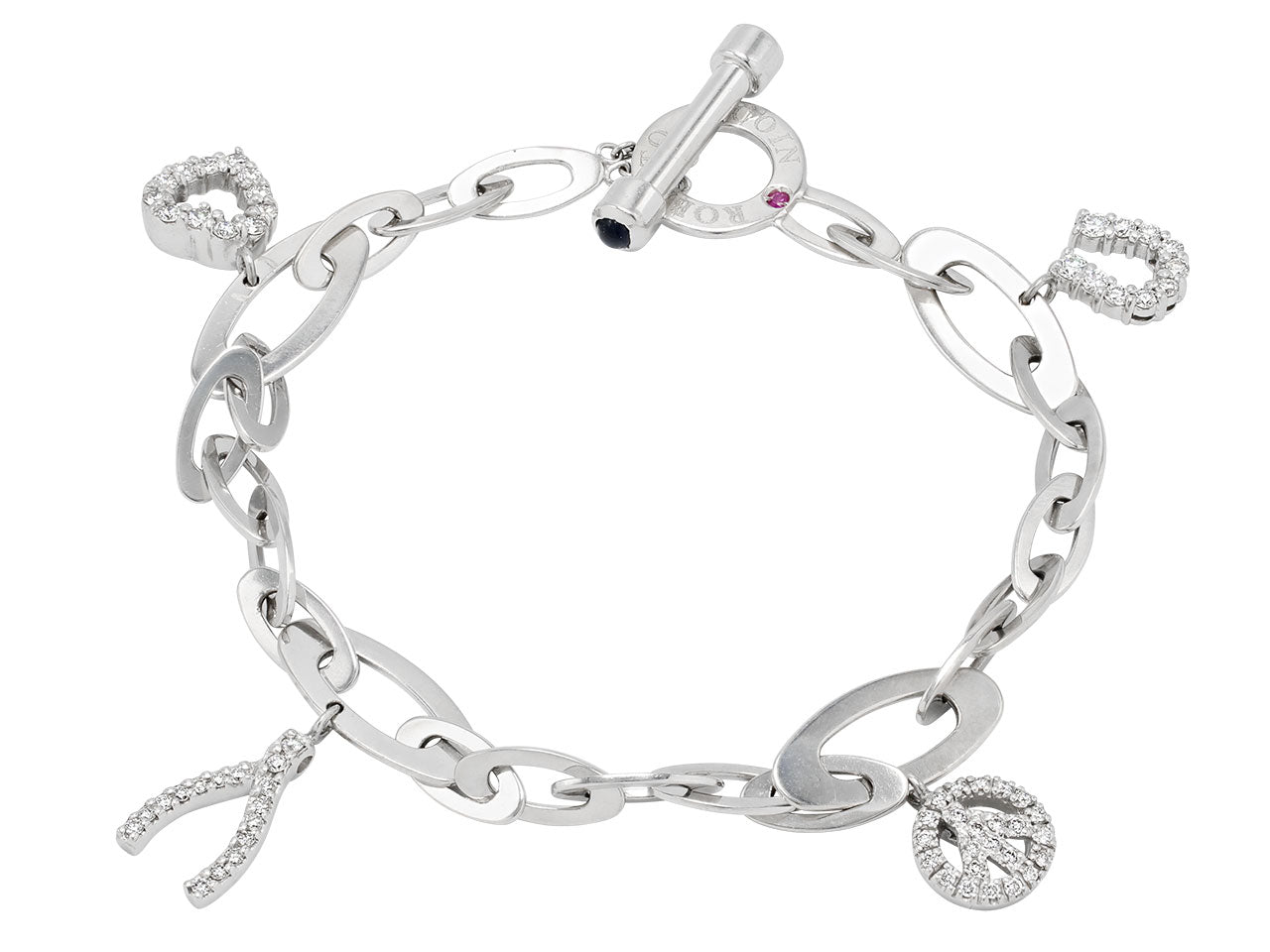 Roberto Coin 'Tiny Treasure' Diamond Charm Bracelet in 18K White Gold