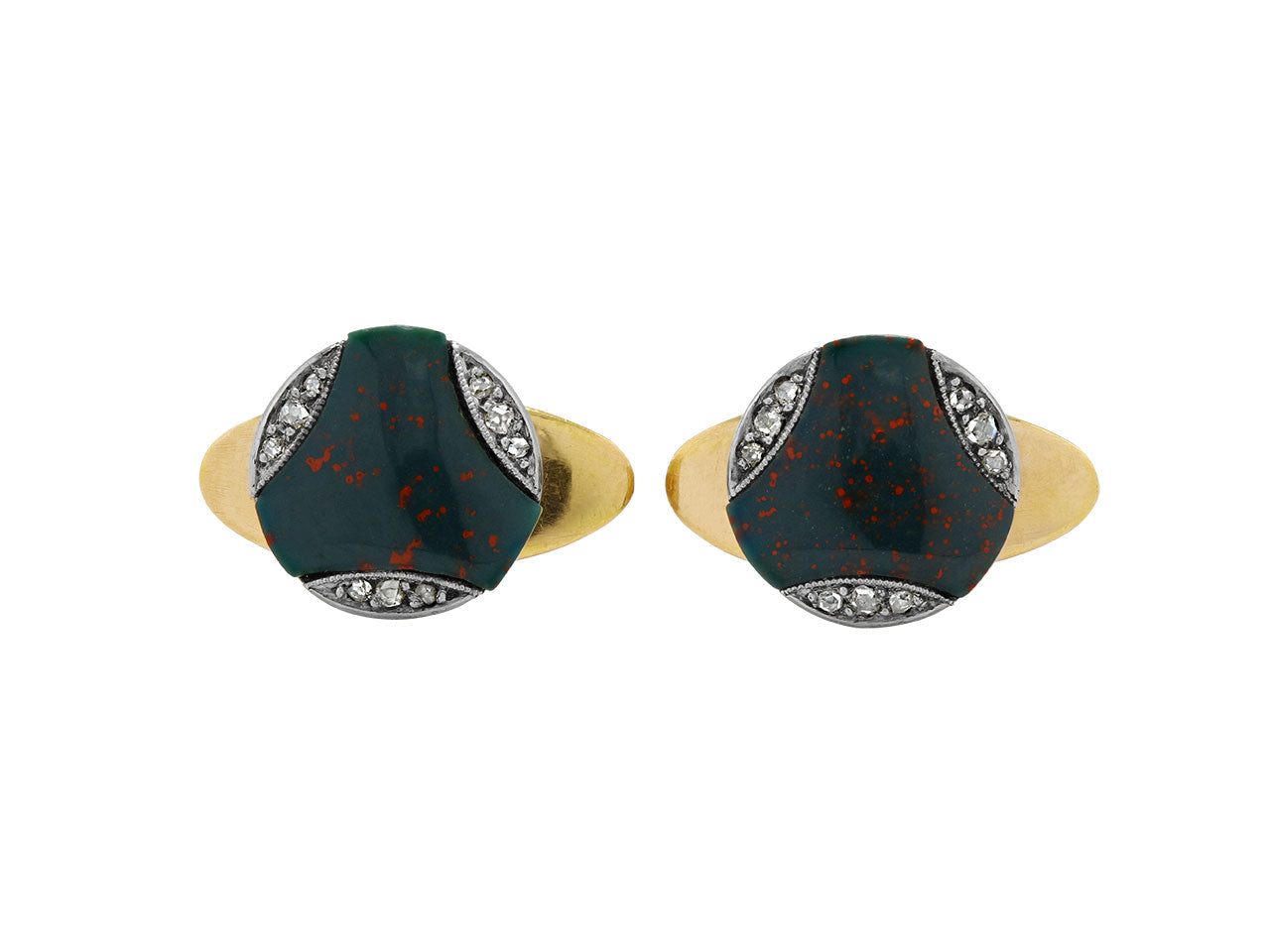 Art Deco Bloodstone and Diamond Dress Set in 18K and 14K Gold