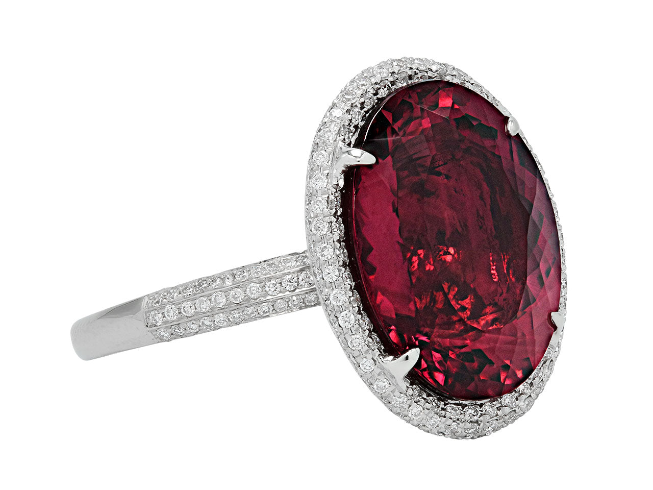 Tourmaline, 13.43 ct, and Diamond Cocktail Ring in 18K White Gold