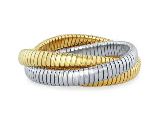 Rolling Bracelet in 18K Yellow and White Gold, 9mm, by Beladora