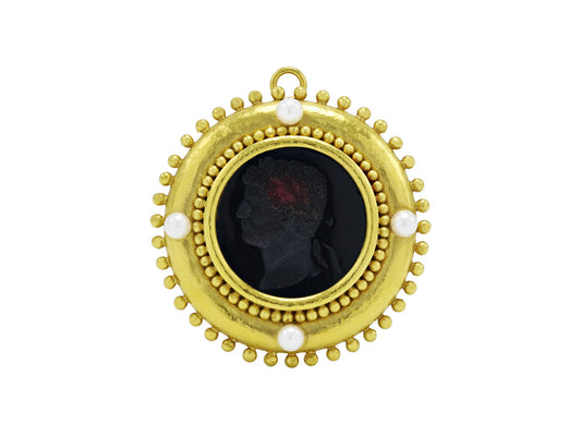 Elizabeth Locke Venetian Glass Intaglio Brooch/Pendant in 18K Gold