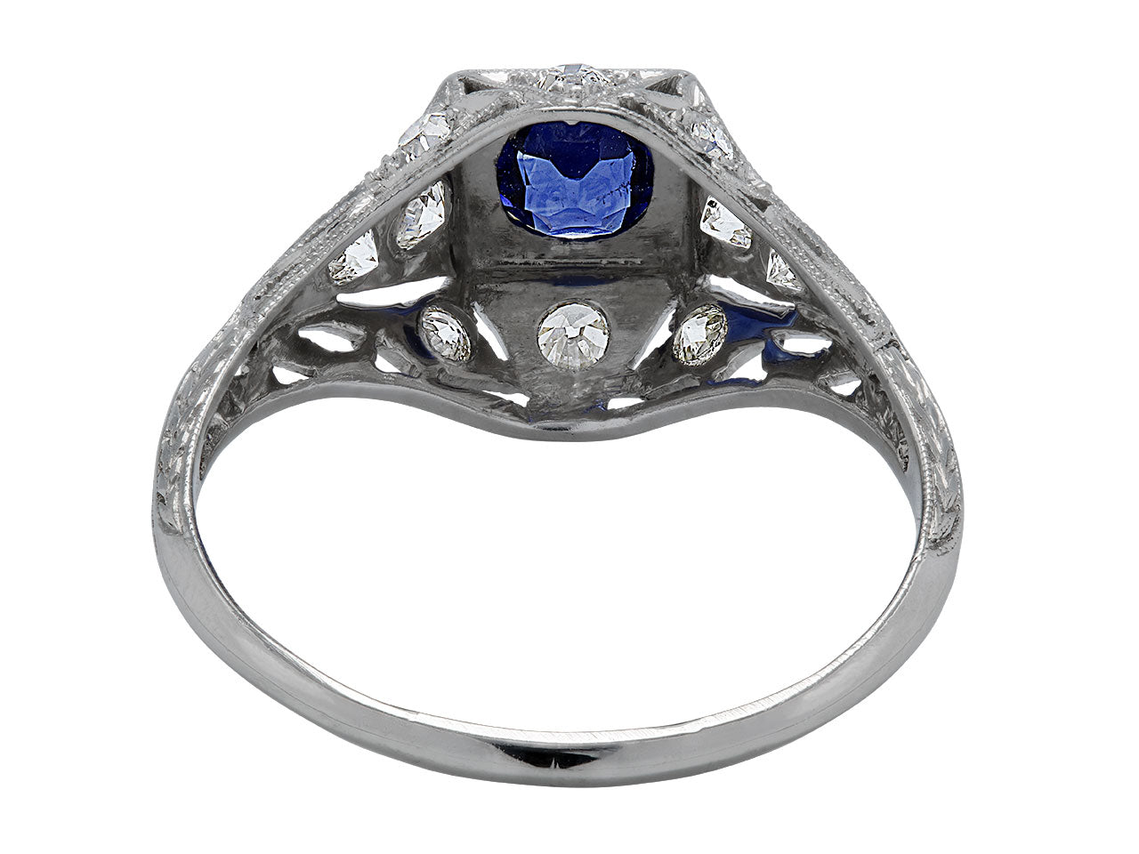 Art Deco Sapphire and Diamond Ring in Platinum