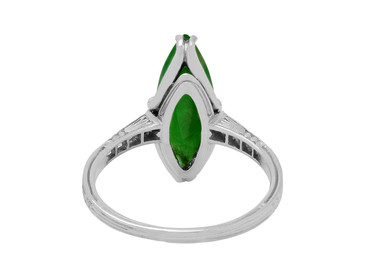 Art Deco Jade and Diamond Ring in Platinum