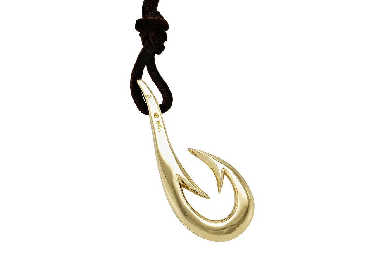 Hook Pendant in 18K on Leather Cord