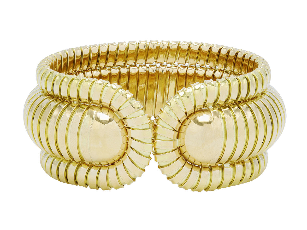 Bordered Domed Cuff Bracelet in 18K Gold, by Beladora