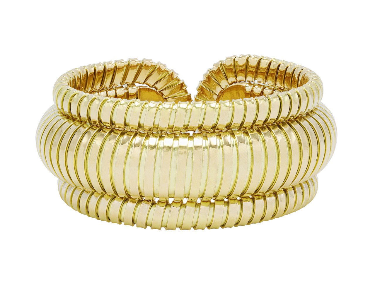 Bordered Domed Cuff Bracelet in 18K Gold, by Beladora