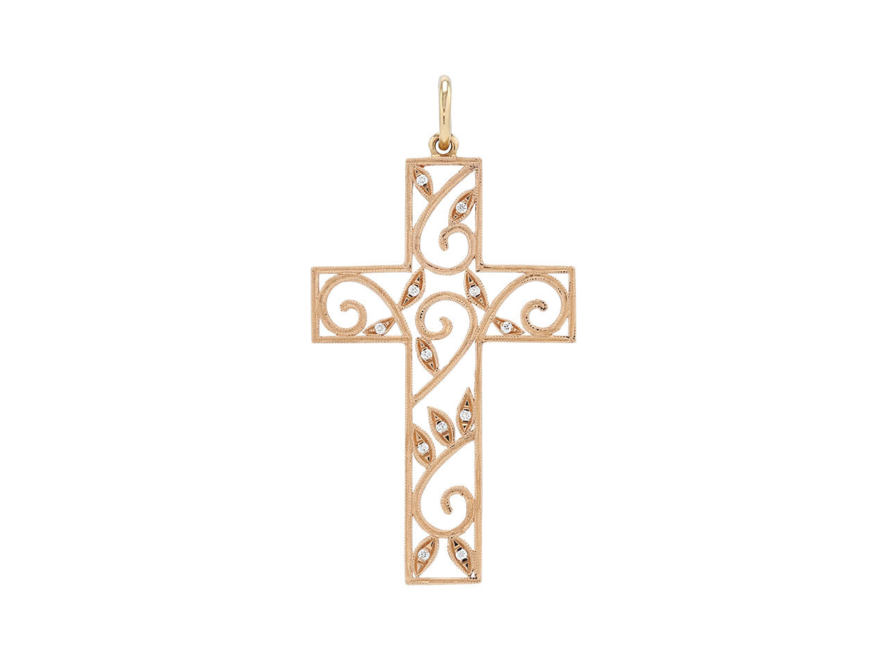 Rhonda Faber Green Diamond Cross Pendant in 18K Rose Gold