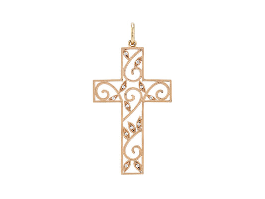 Rhonda Faber Green Diamond Cross Pendant in 18K Rose Gold