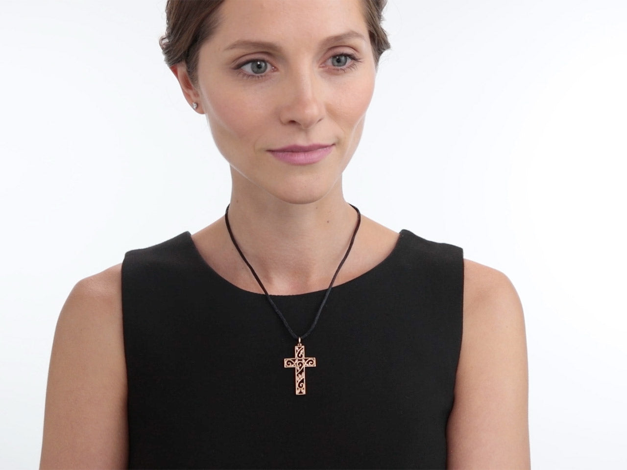 Rhonda Faber Green Diamond Cross Pendant in 18K Rose Gold