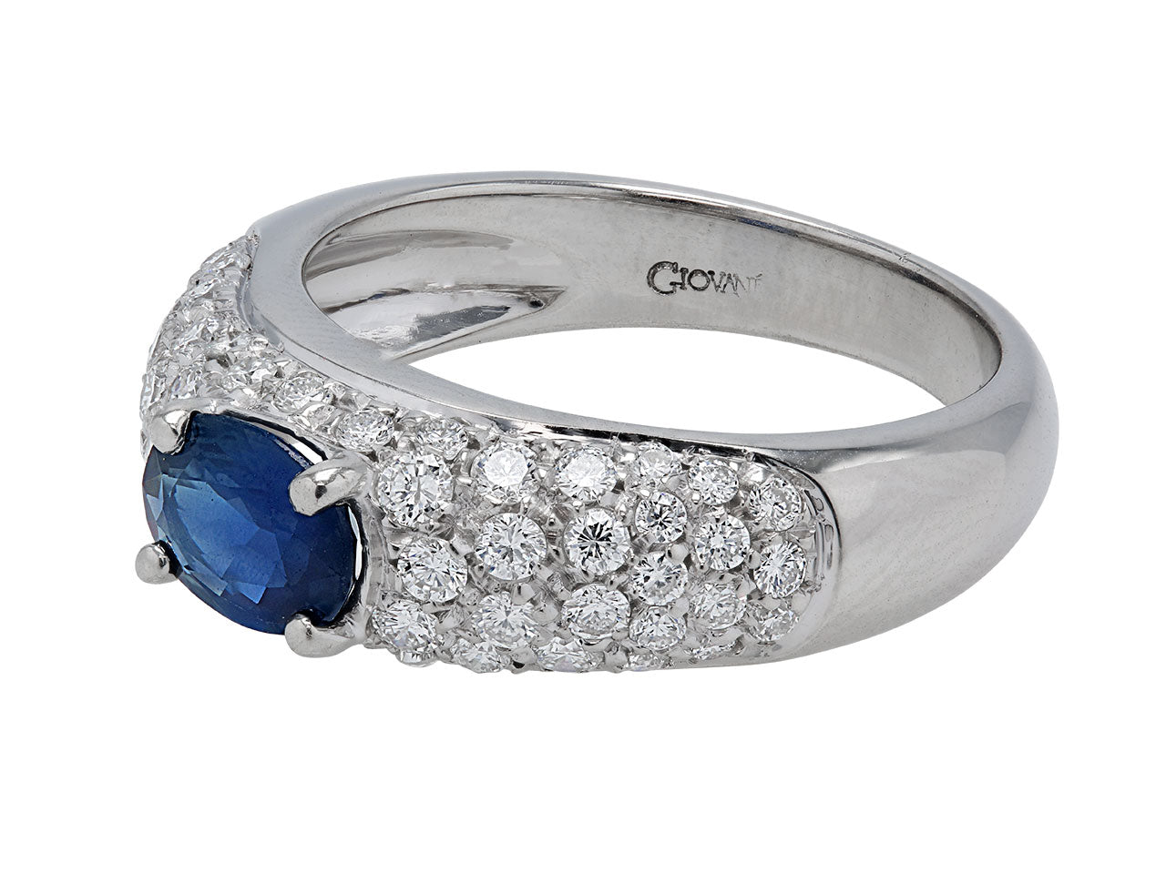 Giovane Sapphire and Diamond Ring in 18K White Gold