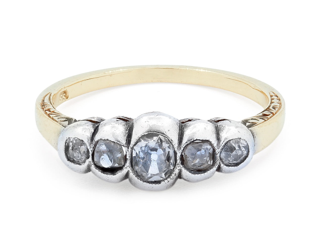 Antique Five-stone Diamond Ring in 15K Gold and Silver