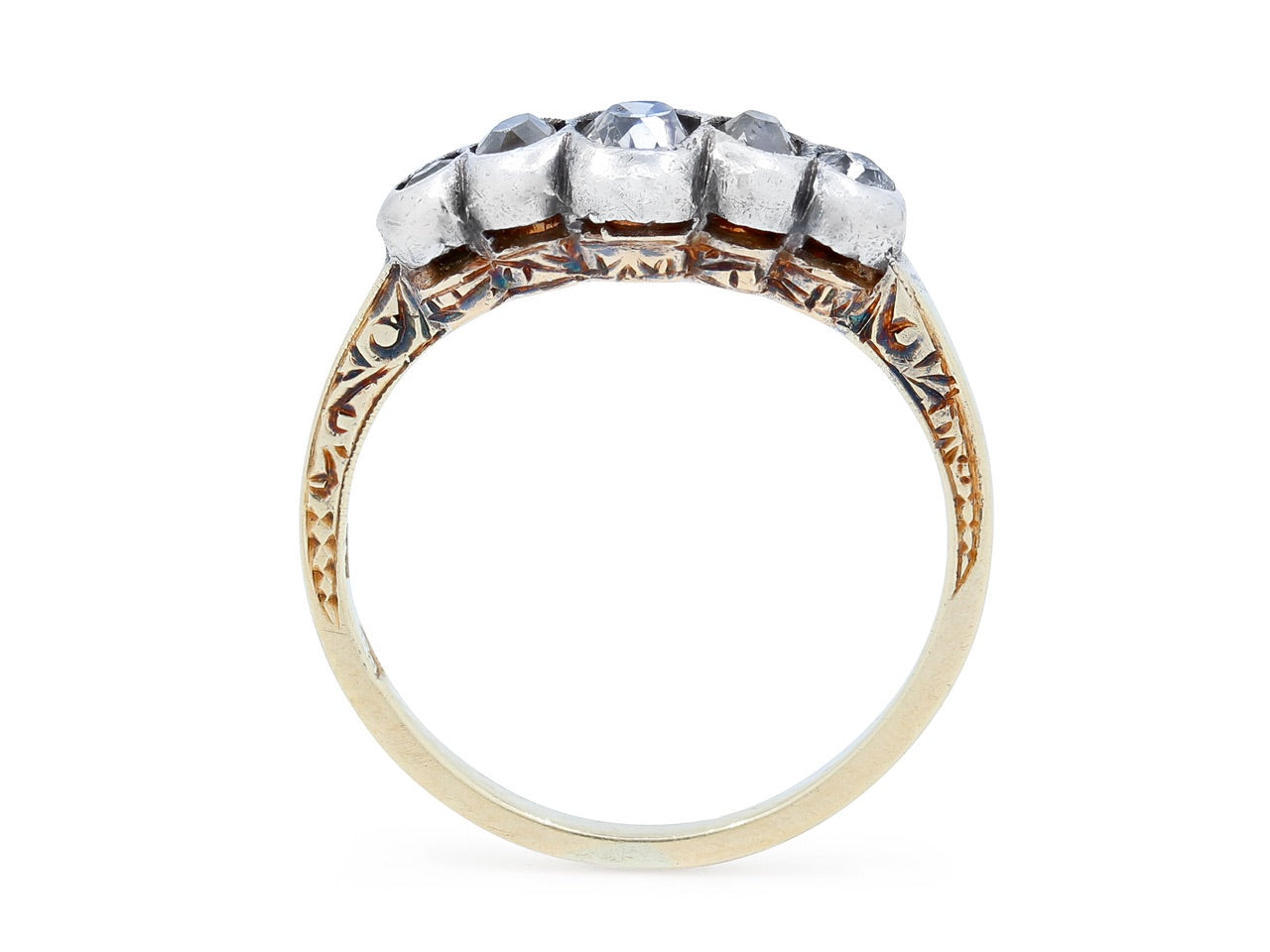 Antique Five-stone Diamond Ring in 15K Gold and Silver