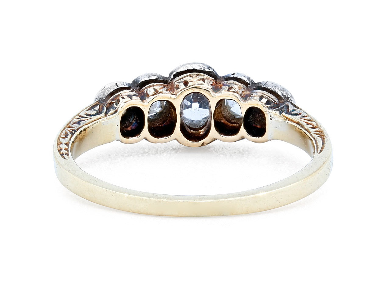 Antique Five-stone Diamond Ring in 15K Gold and Silver