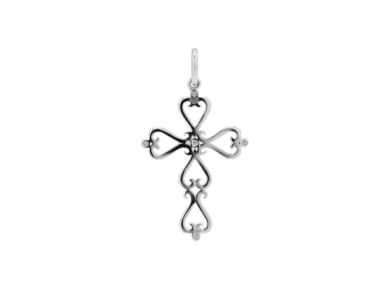 Rhonda Faber Green Diamond Cross Pendant in 18K White Gold