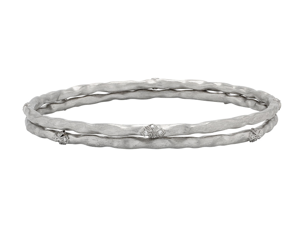 Rhonda Faber Green 'Verde' Bangle Bracelet Pair in 18K White Gold