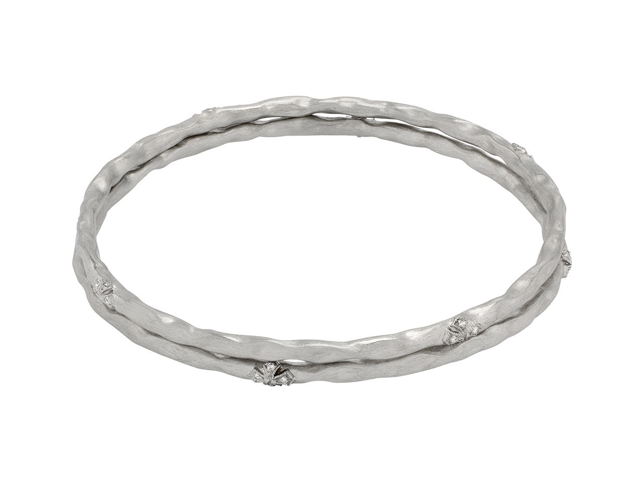 Rhonda Faber Green 'Verde' Bangle Bracelet Pair in 18K White Gold