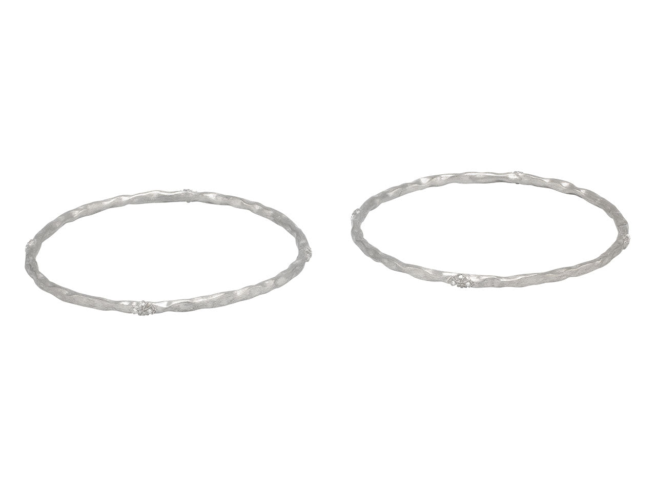 Rhonda Faber Green 'Verde' Bangle Bracelet Pair in 18K White Gold