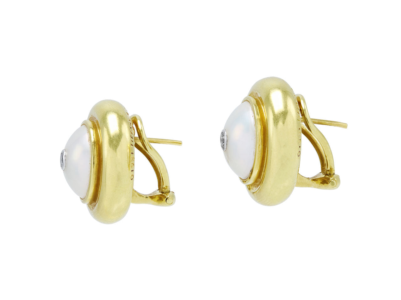 Tiffany & Co. Paloma Picasso Mabe Pearl and Diamond Earrings in 18K Gold