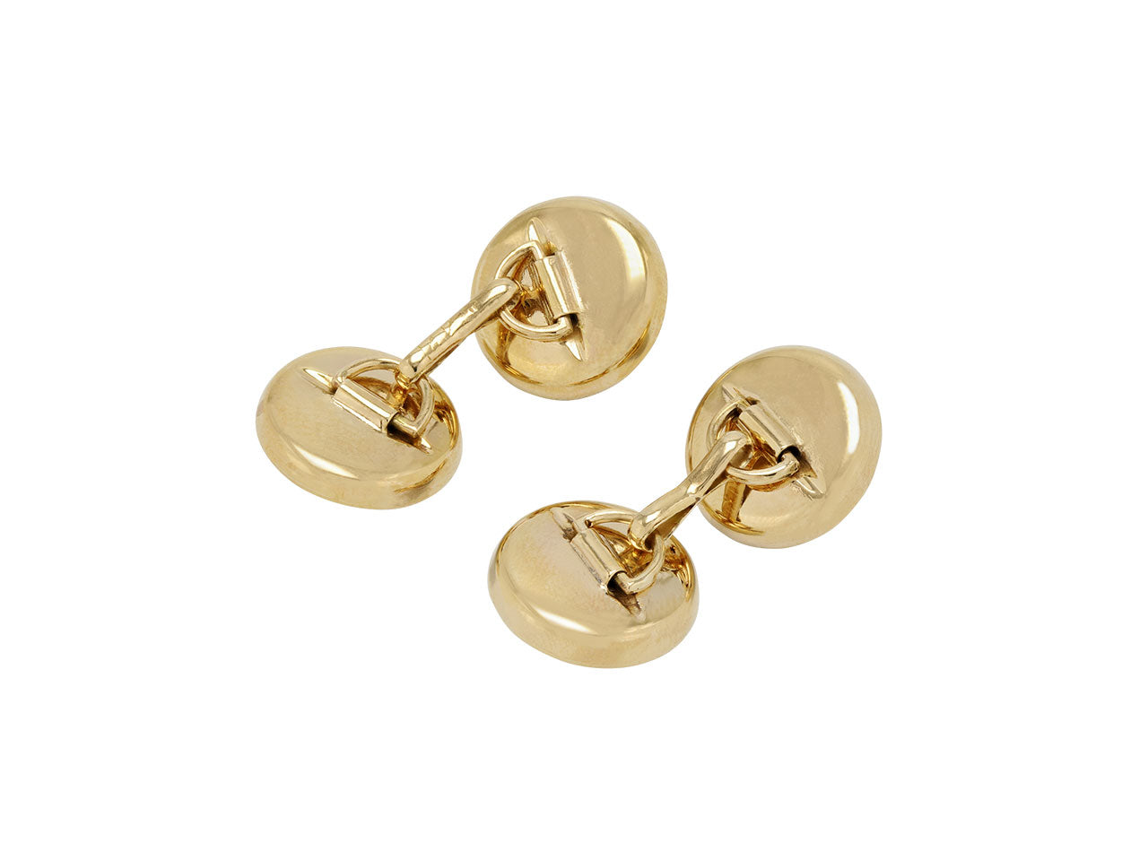 Mother-of-Pearl and White Enamel Cufflinks in 14K Gold