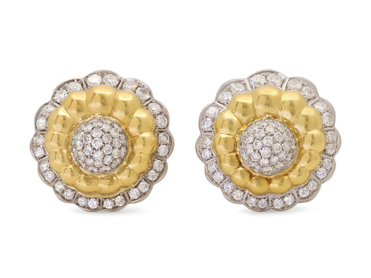 Floral Diamond Earrings in 18K Gold