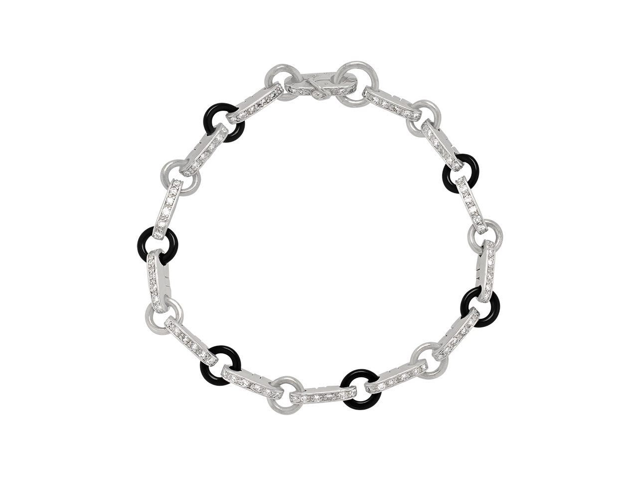 Diamond and Black Onyx Bracelet in Platinum