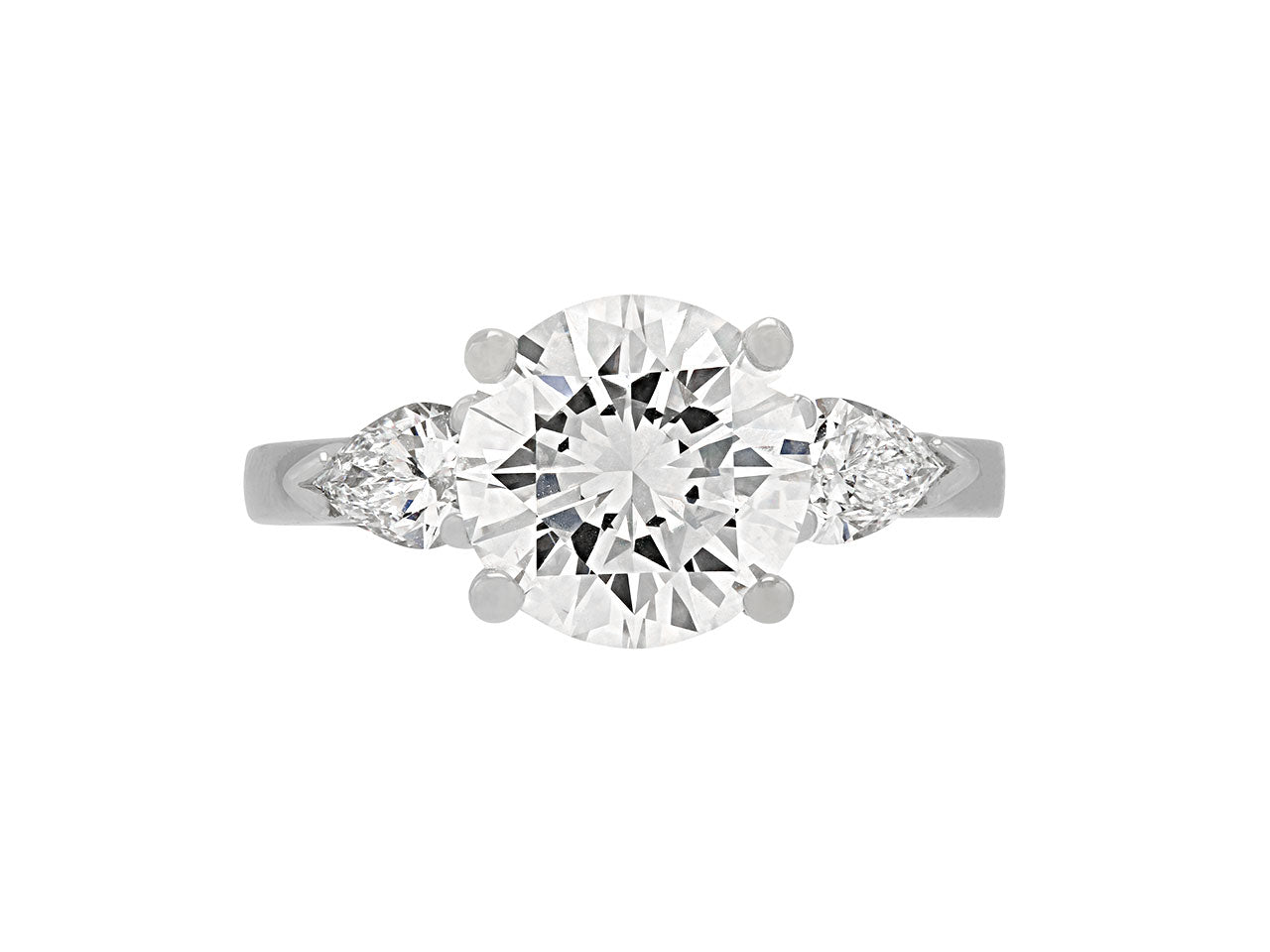 Round Brilliant-Cut Diamond Ring, 3.06 Carat E/VS-2, in Platinum