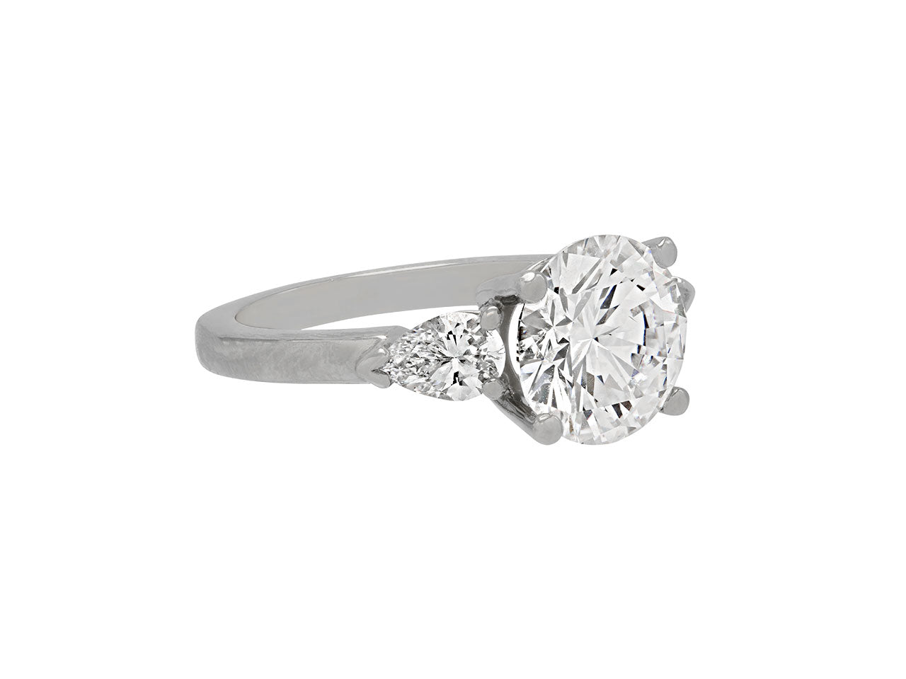 Round Brilliant-Cut Diamond Ring, 3.06 Carat E/VS-2, in Platinum