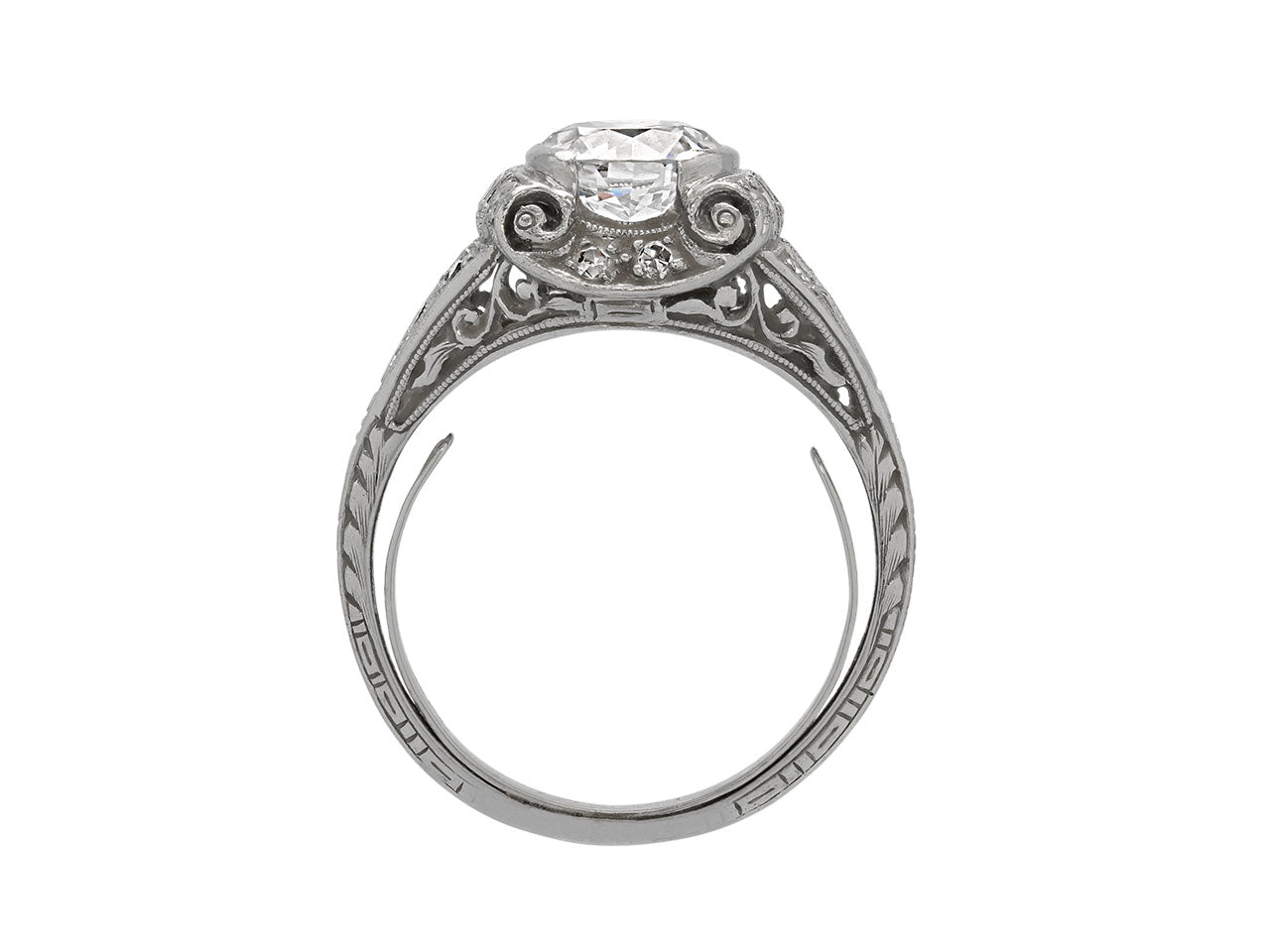 Art Deco Transitional Cut Diamond Ring in Platinum