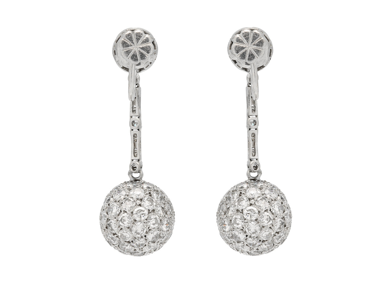 Diamond Ball Drop Earrings in Platinum